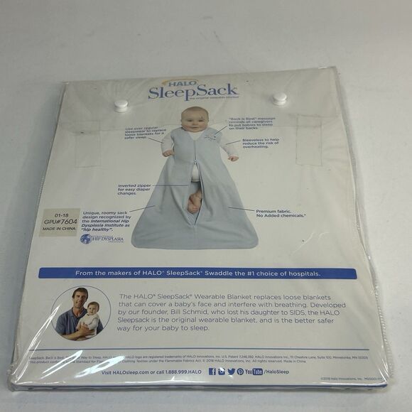 HALO Blue Circle Print Wearable Blanket Cotton Muslin Sleep Sack Sz M 16-24 lbs - Picture 3 of 3